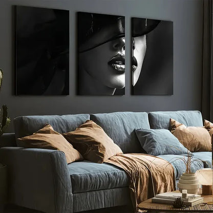 3pcs Modern Monochrome Fashion Female Art Wall Art Set Canvas Framed 60x90cm- High Quality Print 100% Australian Made Wall Canvas Ready to Hang