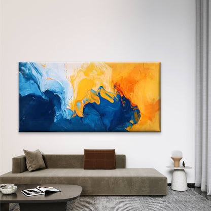 Fluid Movement Dynamic Flow Wall Art Canvas Office Home Room Framed 120x60cm - Bella Home Decor