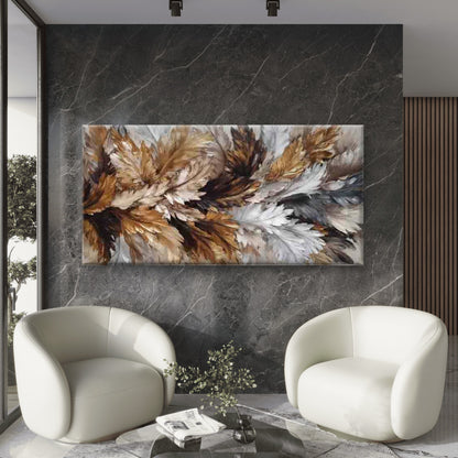 Elegant Feather Artwork Wall Art Canvas Office Home Room Framed 120x60cm - Bella Home Decor