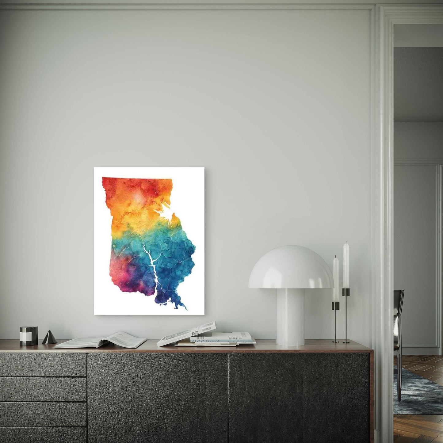 Ontario Canada Map Abstract Watercolor 60x90cm Metal Print Ready to Hang