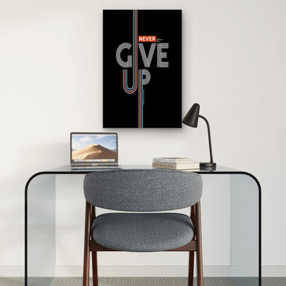 Never Give Up Impossible Is Nothing Typography Quote 40x60cm Metal Print Ready to Hang