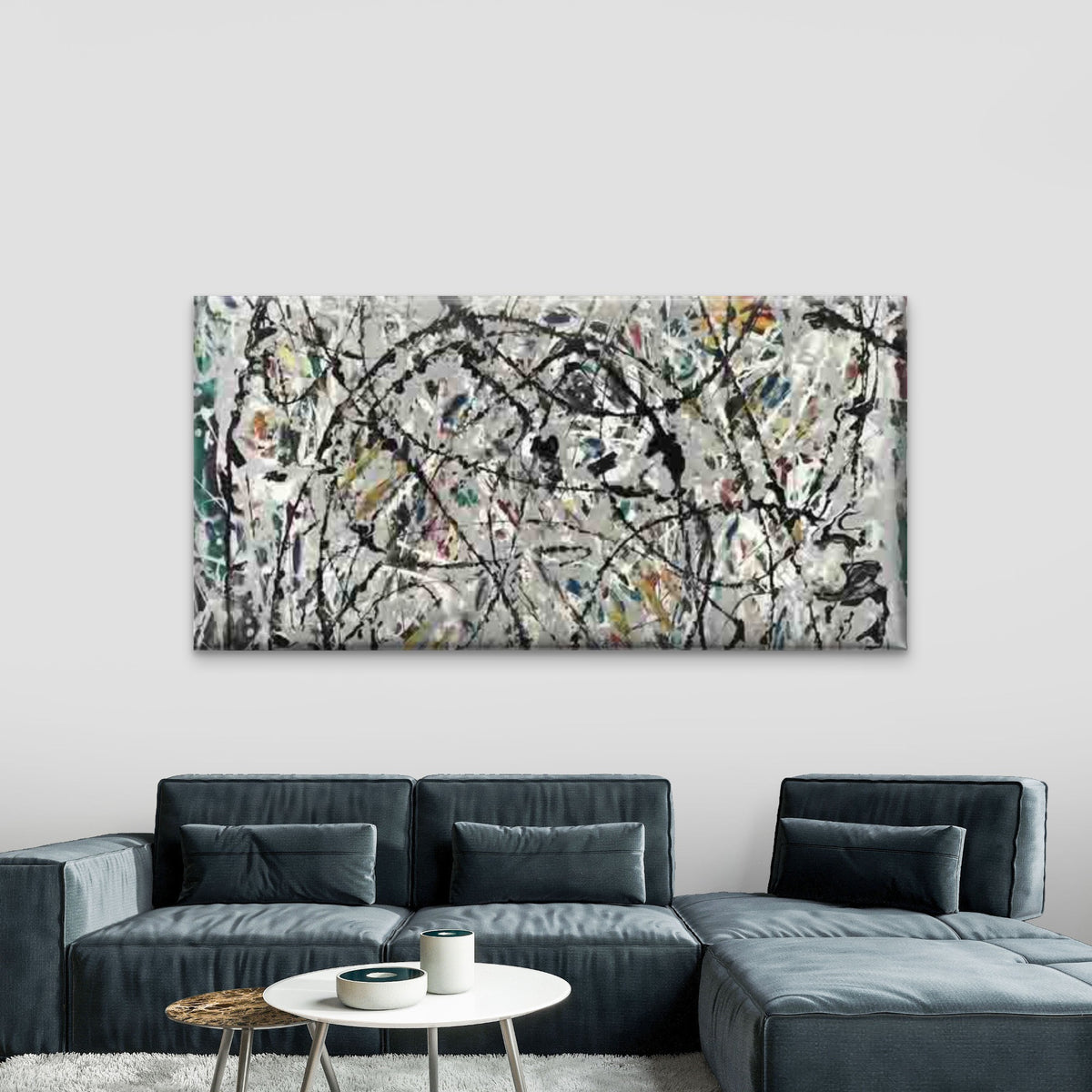 Abstract Drip Paint Splatter Wall Art Canvas Office Home Room Framed 120x60cm