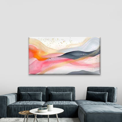 Featuring a Fluid Wave Pattern Wall Art Canvas Office Home Room Framed 120x60cm