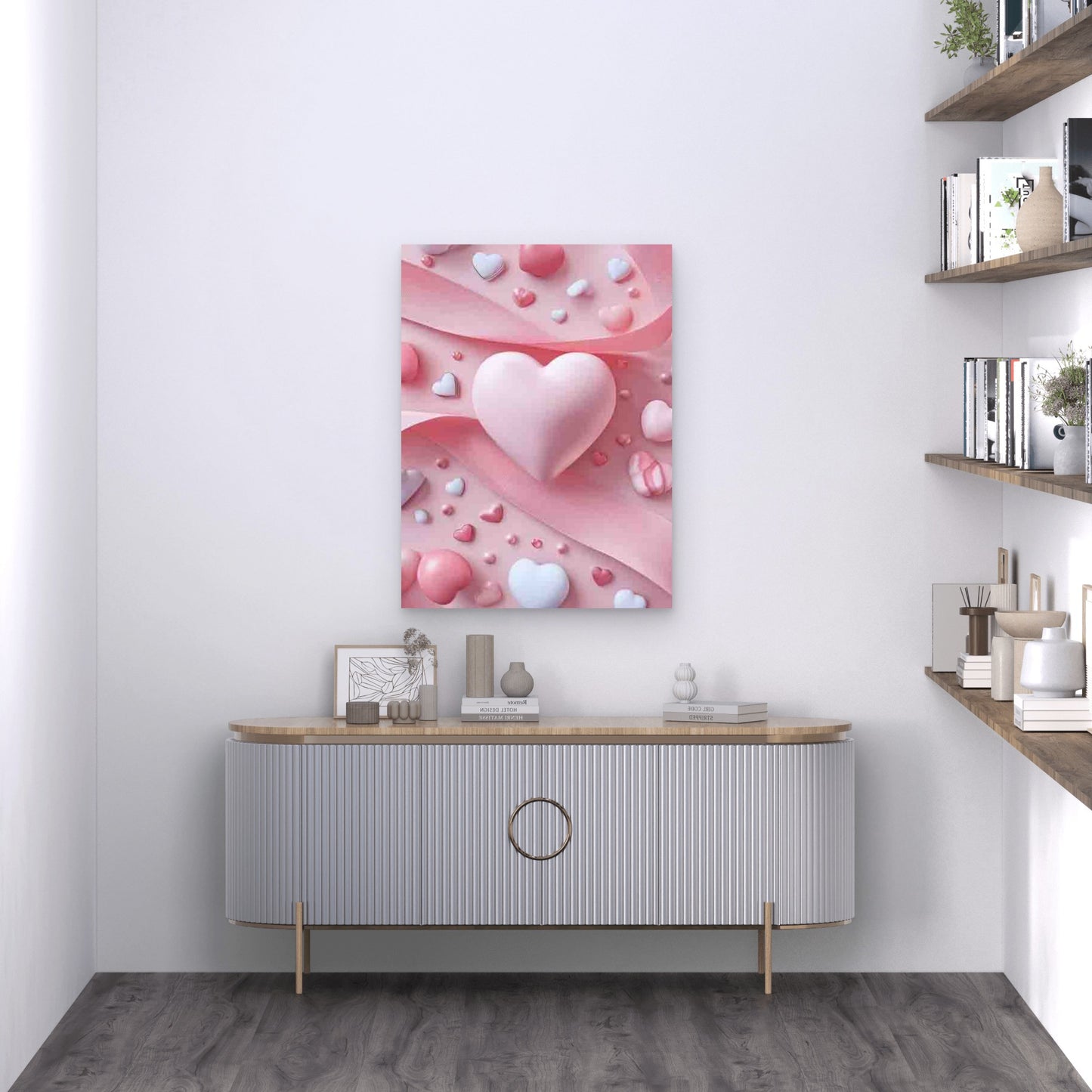 Pink Ribbon Screensaver, Romantic Design Metal Print Ready to Hang