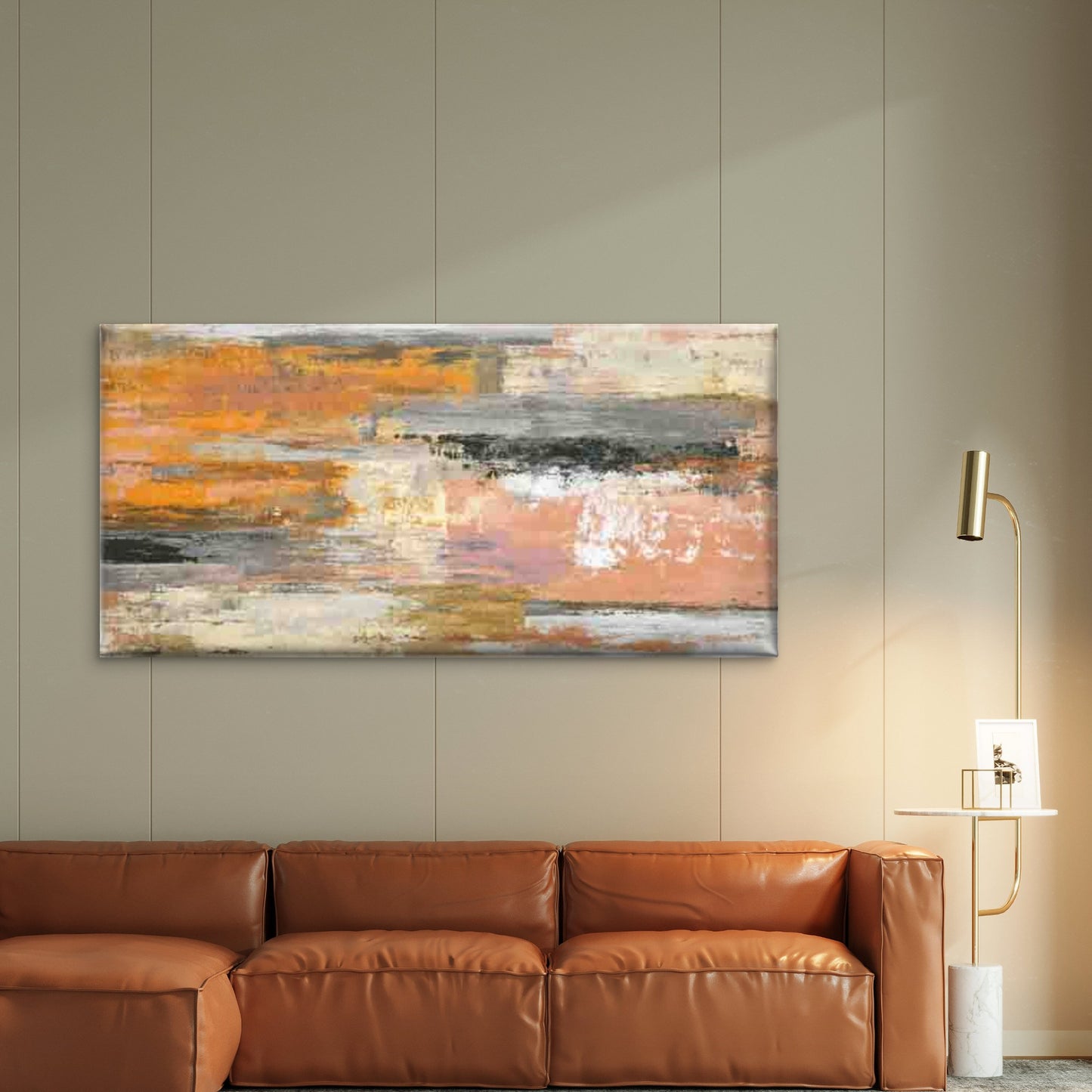 Abstract Design Warm Tones Wall Art Canvas Office Home Room Framed 120x60cm