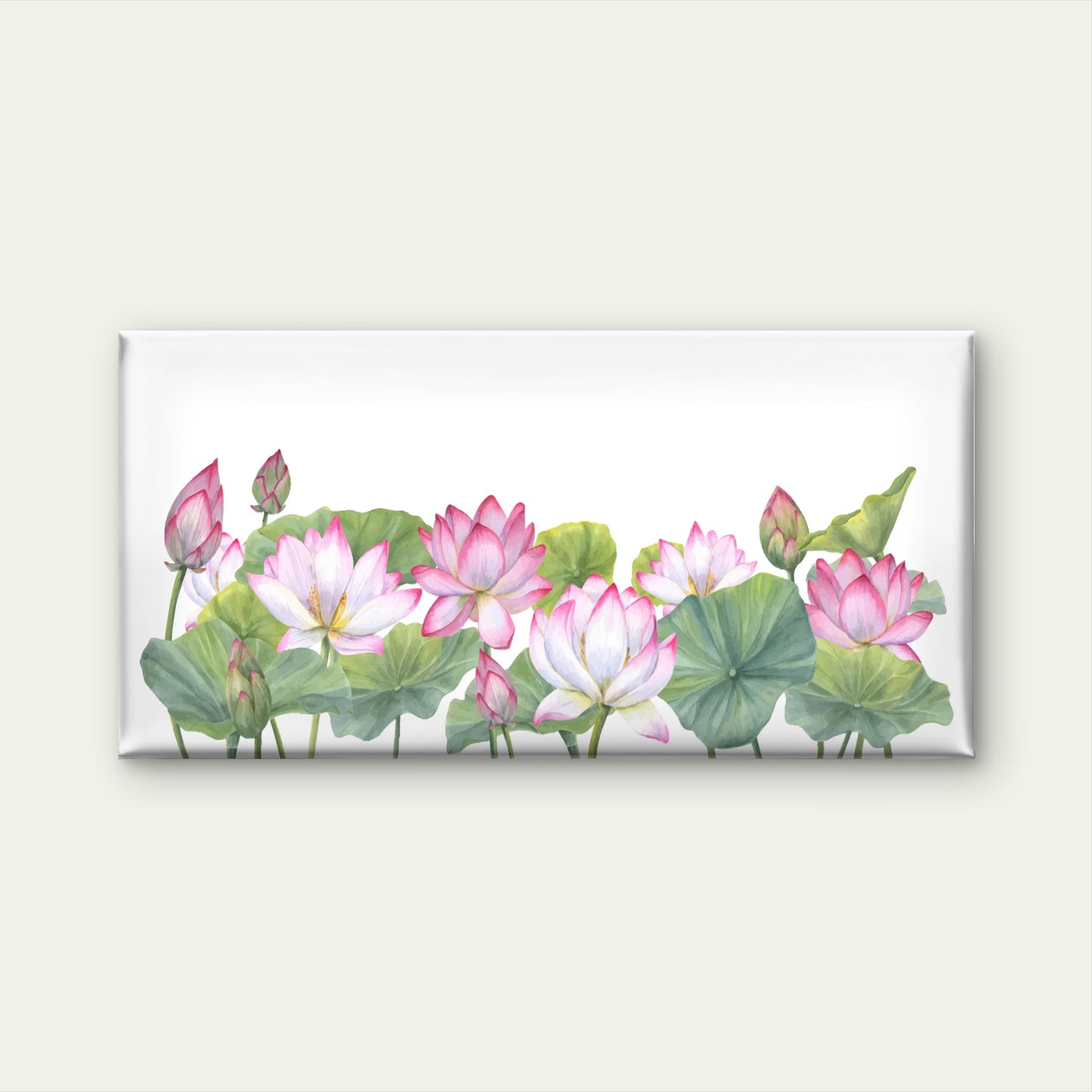 Blushing Lotus Pond Border Wall Art Canvas Office Home Room Framed 120x60cm