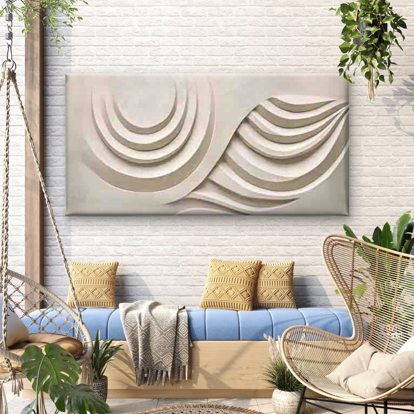 Curved Sculpture Abstract Paint Wall Art Canvas Office Home Room Framed 120x60cm