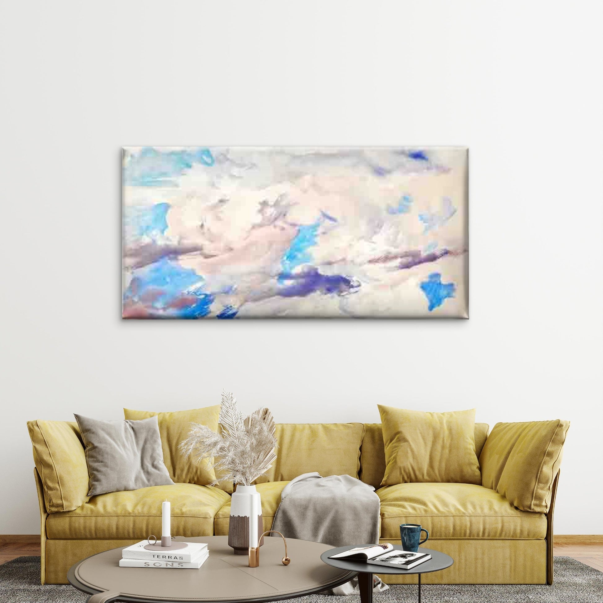 Abstract Design of Clouds Wall Art Canvas Office Home Room Framed 120x60cm - Bella Home Decor