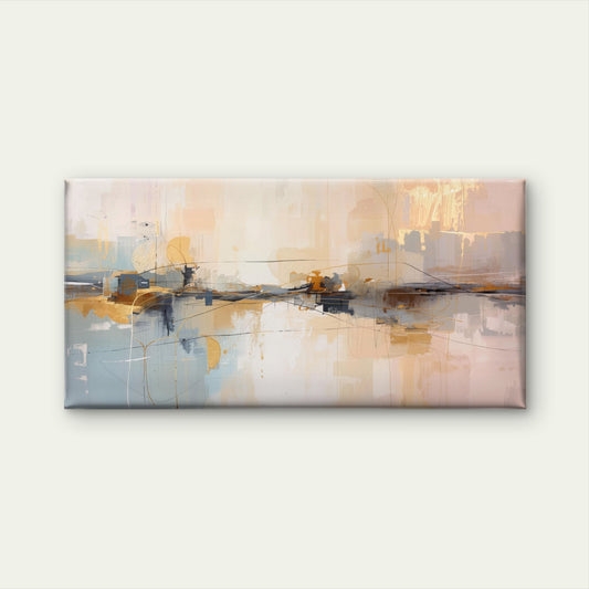 Beige Gold Abstract Scenery Wall Art Canvas Office Home Room Framed 120x60cm