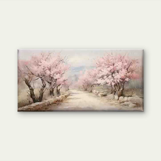 Cherry Blossom Pathway Wall Art Canvas Office Home Room Framed 120x60cm