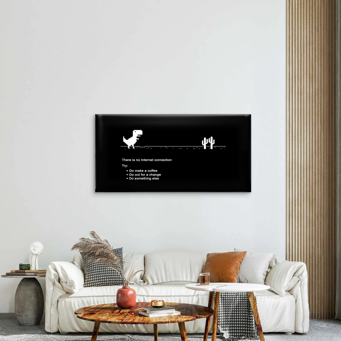 Retro Pixel Dinosaur Meme Wall Art Canvas Office Home Room Framed 120x60cm