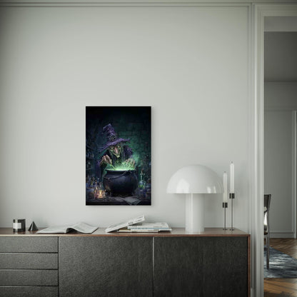 Witch Brewing Mystic Potion 60x90cm Metal Print Ready to Hang - Bella Home Decor