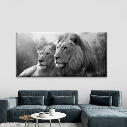 Photograph of a Majestic Lion Wall Art Canvas Office Home Room Framed 120x60cm