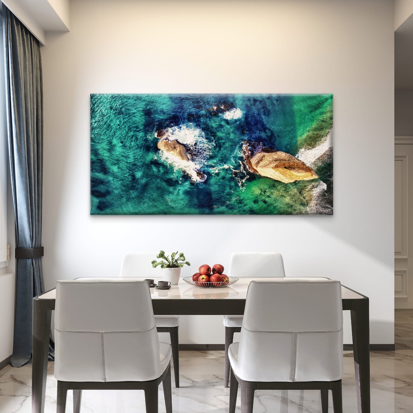 Ocean Reef Coast Landscape Wall Art Canvas Office Home Room Framed 120x60cm