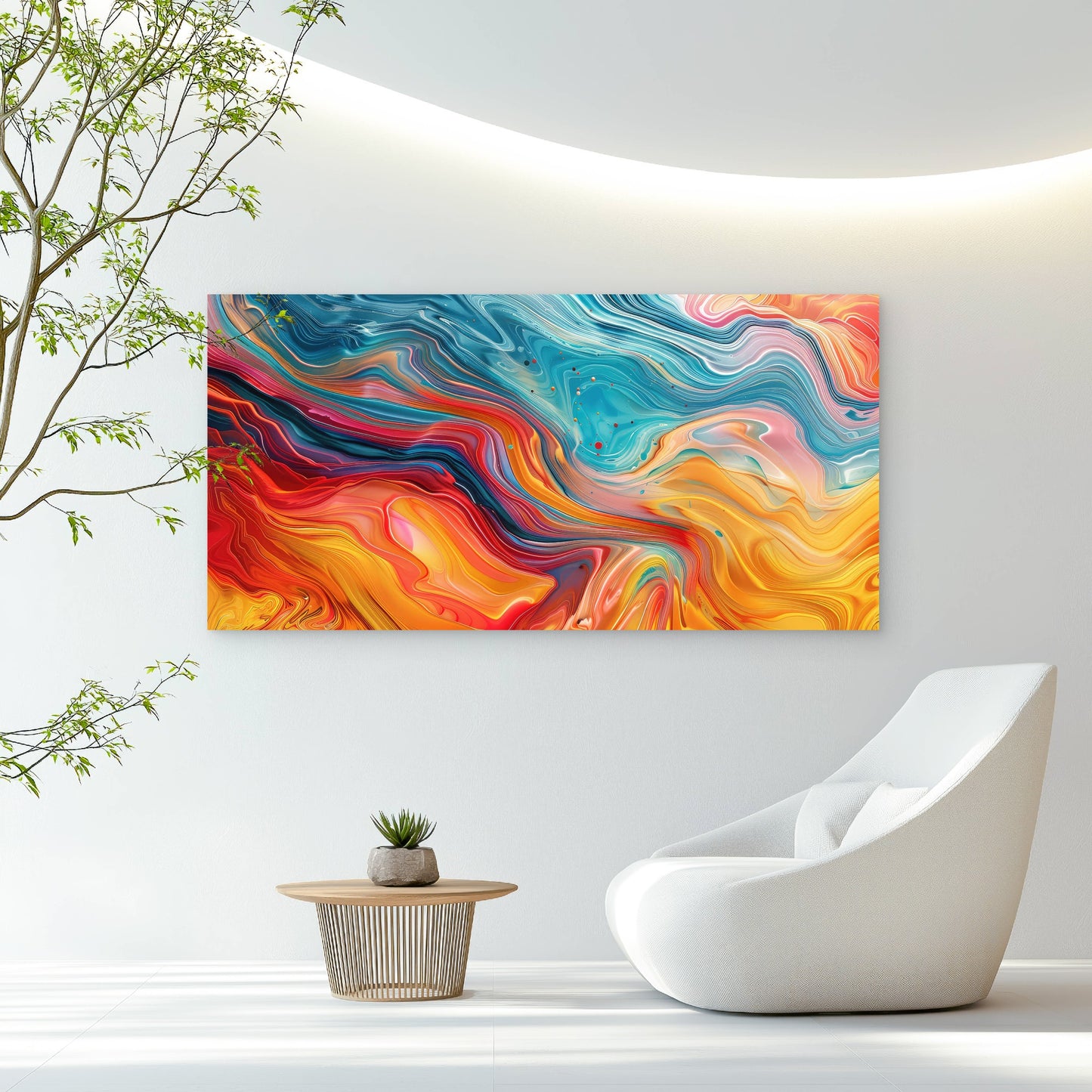 Vibrant Fluid Abstract Motion Wall Art Canvas Office Home Room Framed 120x60cm