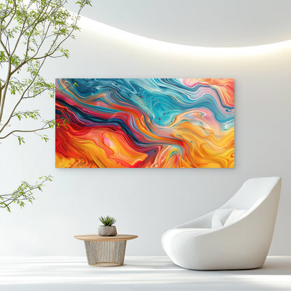 Vibrant Fluid Abstract Motion Wall Art Canvas Office Home Room Framed 120x60cm