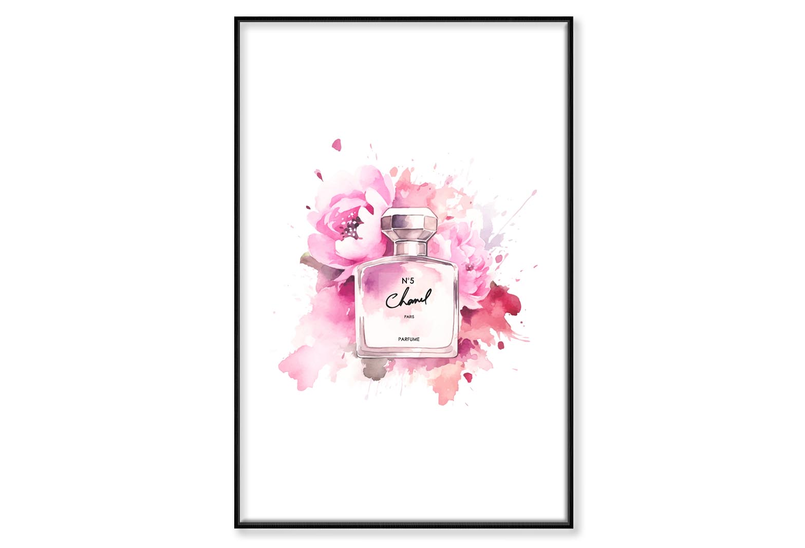 Pink Rose Perfume Wall Art Limited Edition High Quality Print Canvas Box Framed Black