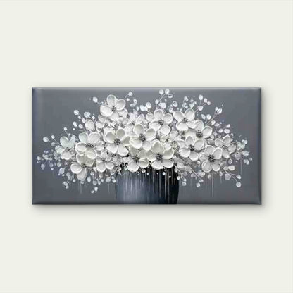 White Flowers in a Dark Vase Wall Art Canvas Office Home Room Framed 120x60cm - Bella Home Decor