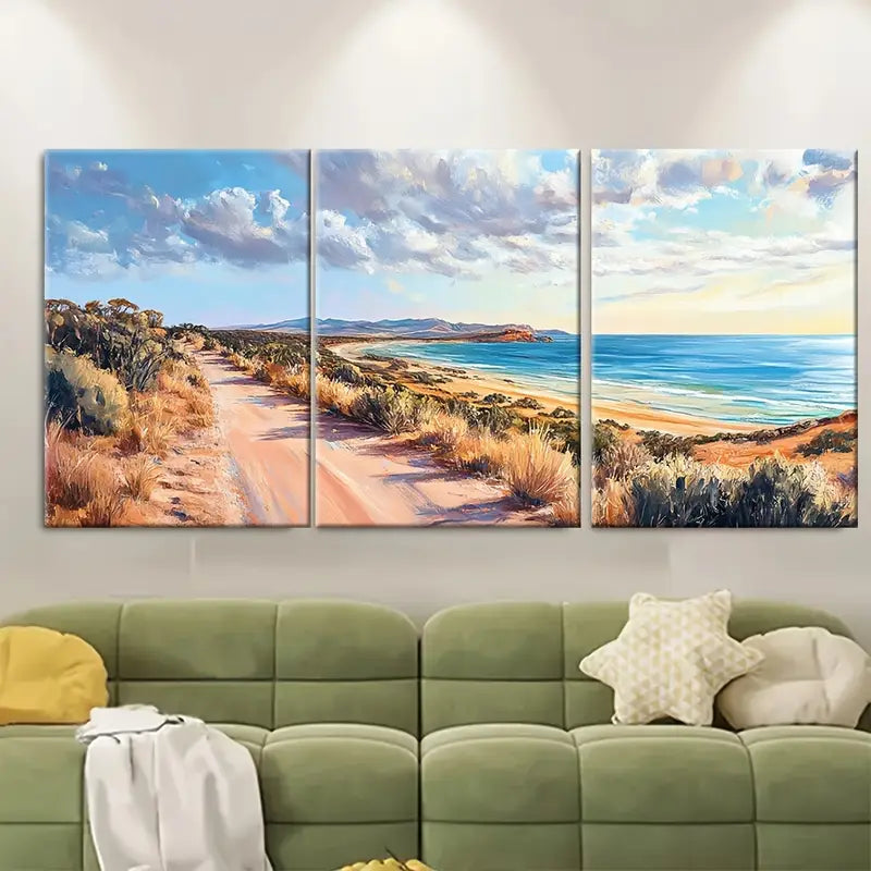 3pcs Esperance Beach Coastline Print Australia Wall Art Set Canvas Framed 50x70cm - High Quality Print 100% Australian Made Wall Canvas Ready to Hang