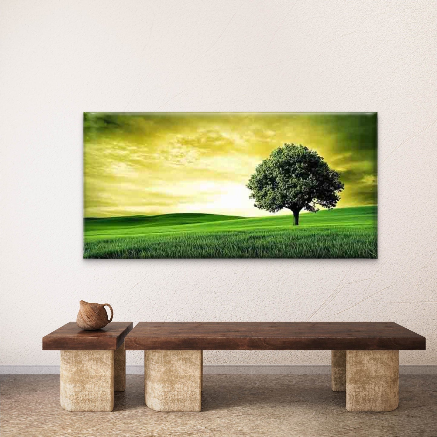 Featuring a Lone Tree Landscape Wall Art Canvas Office Home Room Framed 120x60cm - Bella Home Decor