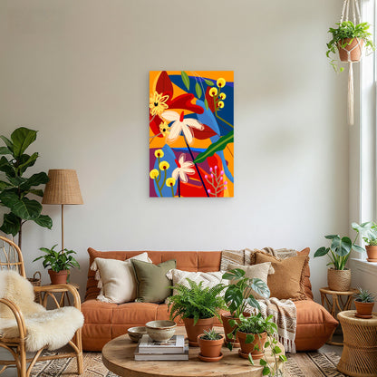 Aesthetic Abstract Plants and Flowers 40x60cm Metal Print Ready to Hang