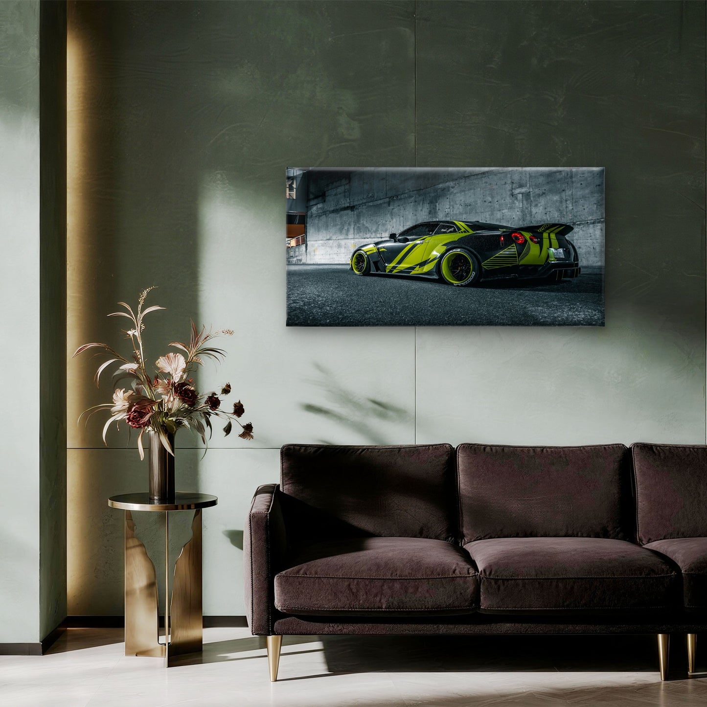 Highly Customized Nissan GT R Sports Car Wall Art Canvas Office Home Room Framed 120x60cm