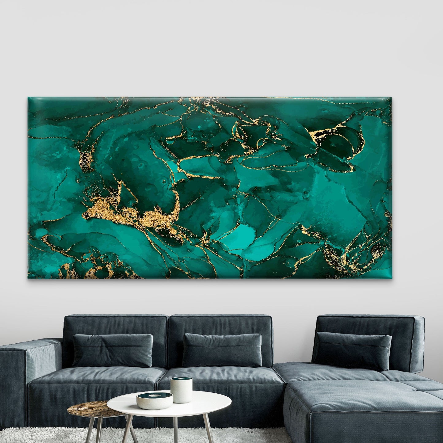 Green Gold Pattern Background Wall Art Canvas Office Home Room Framed 120x60cm