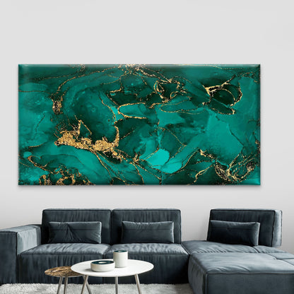Green Gold Pattern Background Wall Art Canvas Office Home Room Framed 120x60cm