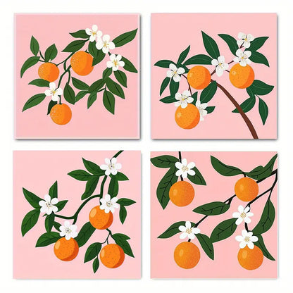 4pcs   Fruit  Picture for Home Office    Wall Art Canvas Framed