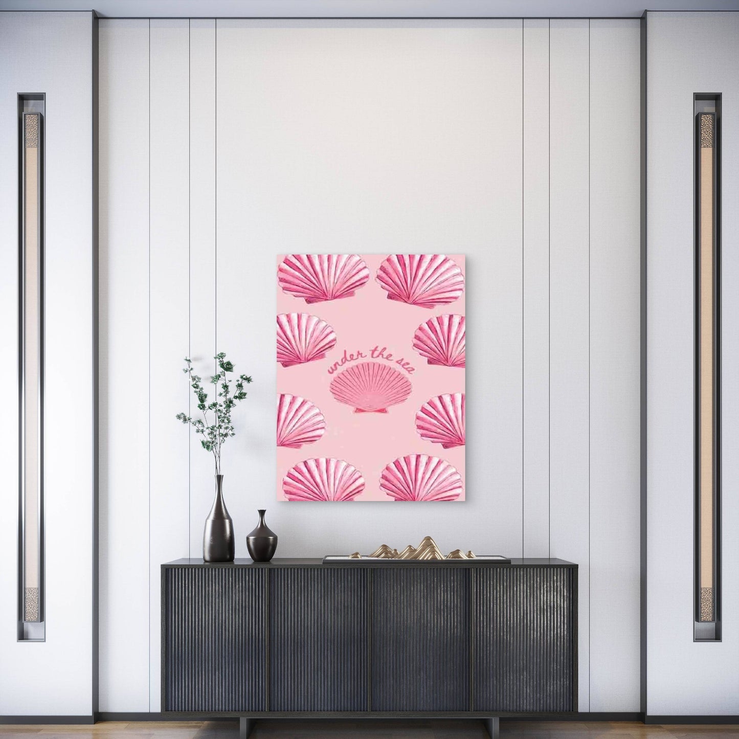 Pink Shell Ocean-Themed 60x90cm Metal Print Ready to Hang - Bella Home Decor