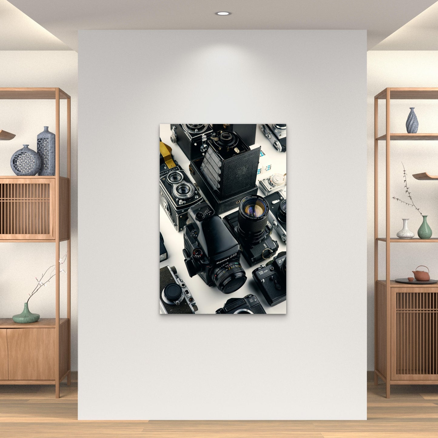 Collection of Vintage Film Cameras 40x60cm Metal Print Ready to Hang