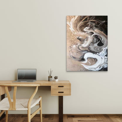 Abstract Ink Wash Painting Rendered Art 60x90cm Metal Print Ready to Hang - Bella Home Decor