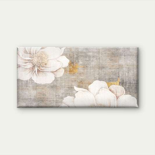 Abstract Floral Grey Gold Wall Art Canvas Office Home Room Framed 120x60cm