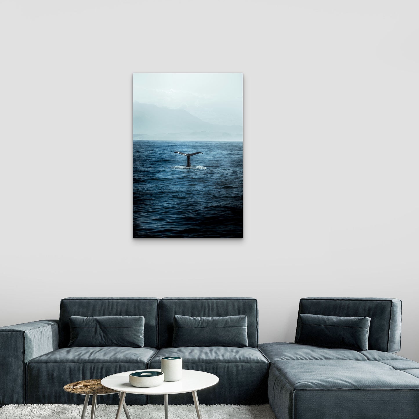 Humpback Whale Tail Flukes Diving 60x90cm Metal Print Ready to Hang
