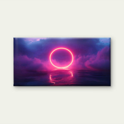 Neon Ring Stormy Cloud Dark Sky Wall Art Canvas Office Home Room Framed 120x60cm - Bella Home Decor