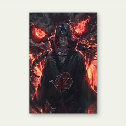 Red Cloud Shadow Anime Ninja Illusion 40x60cm Metal Print Ready to Hang
