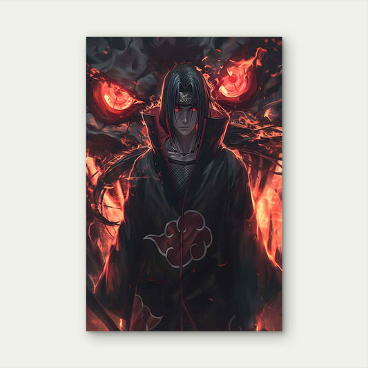 Red Cloud Shadow Anime Ninja Illusion 40x60cm Metal Print Ready to Hang