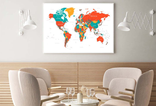 World Map Vintage Political Home Decor Premium Quality Poster Print Choose Your Sizes