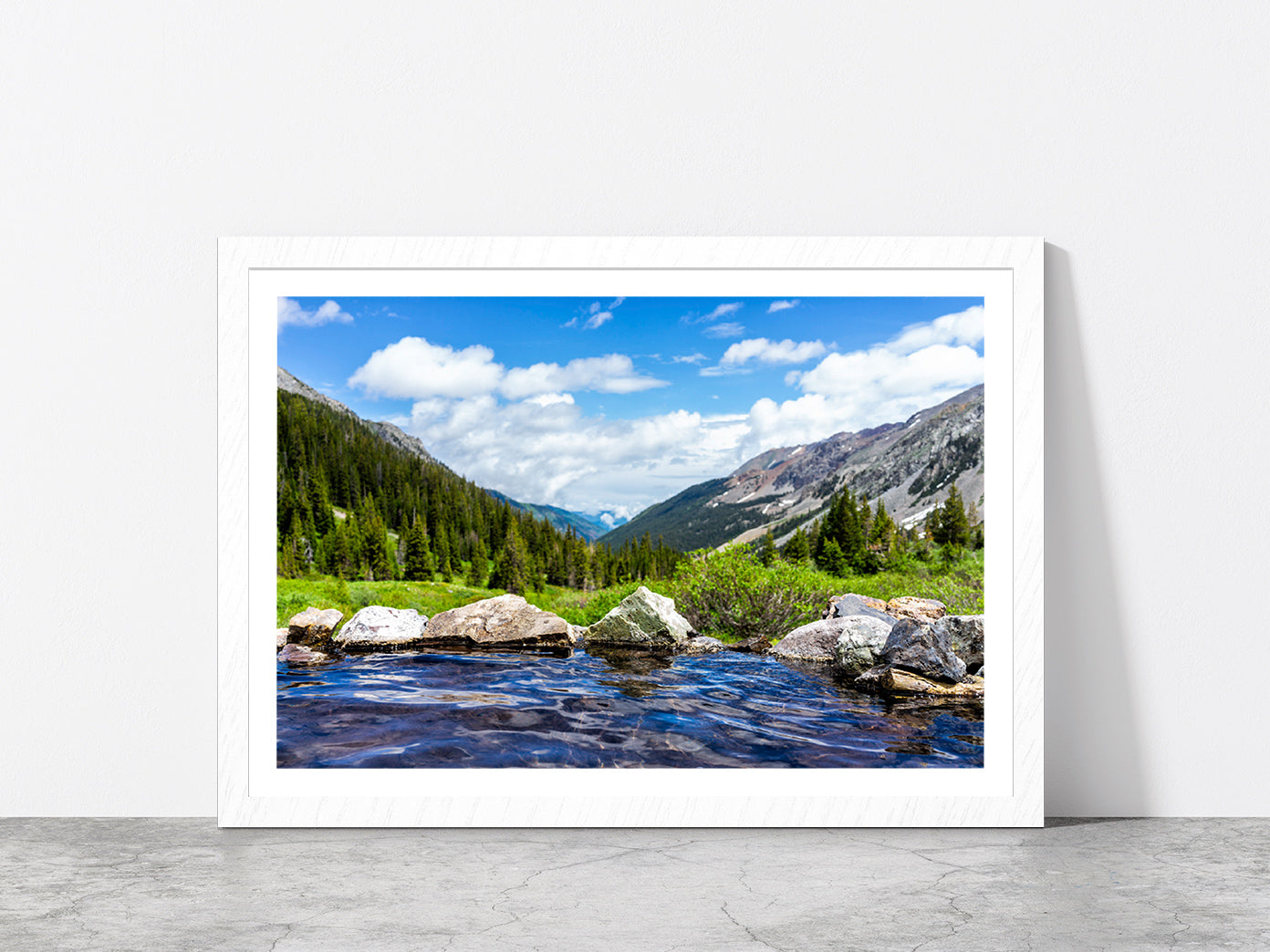 Natural Pool on Conundrum Creek Glass Framed Wall Art, Ready to Hang Quality Print With White Border White