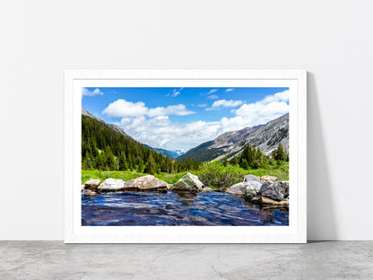 Natural Pool on Conundrum Creek Glass Framed Wall Art, Ready to Hang Quality Print With White Border White