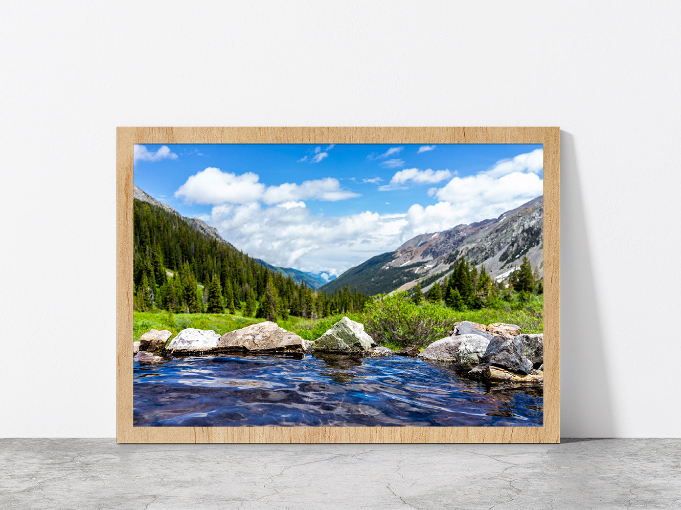 Natural Pool on Conundrum Creek Glass Framed Wall Art, Ready to Hang Quality Print Without White Border Oak