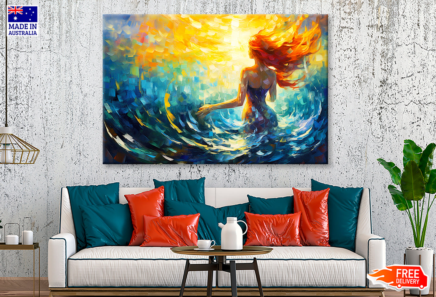 Fantasy Woman Mermaid Watercolor Painting Wall Art Limited Edition High Quality Print