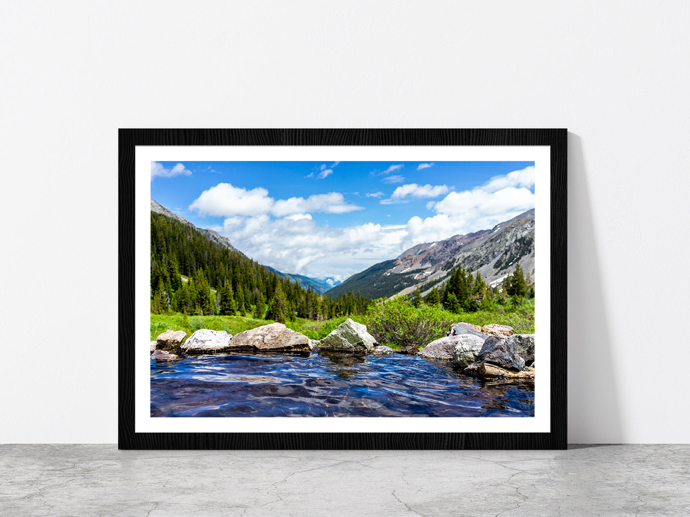 Natural Pool on Conundrum Creek Glass Framed Wall Art, Ready to Hang Quality Print With White Border Black
