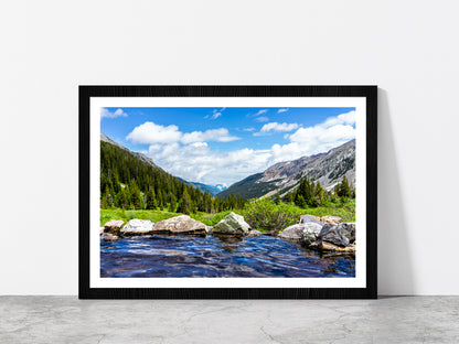 Natural Pool on Conundrum Creek Glass Framed Wall Art, Ready to Hang Quality Print With White Border Black