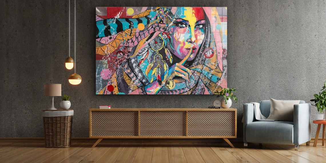 Colorful Abstract Woman UV Direct Aluminum Print Australian Made Quality