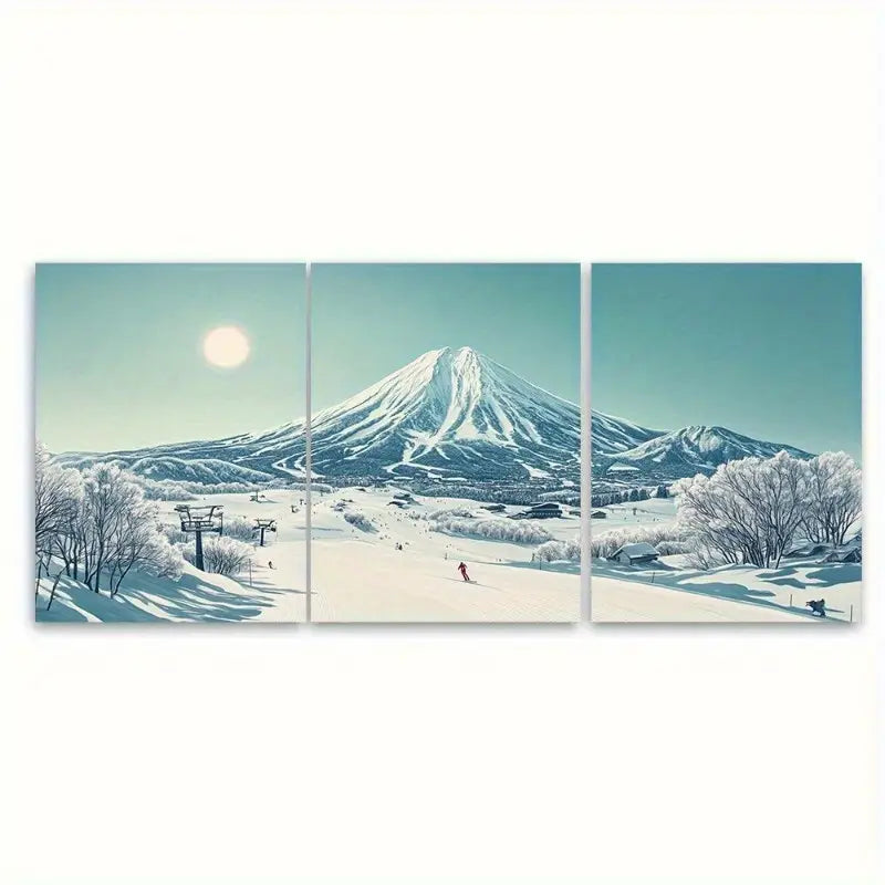 3pcs Japanese Hokkaido Niseko Ski Resort Metal Print Ready to Hang Art