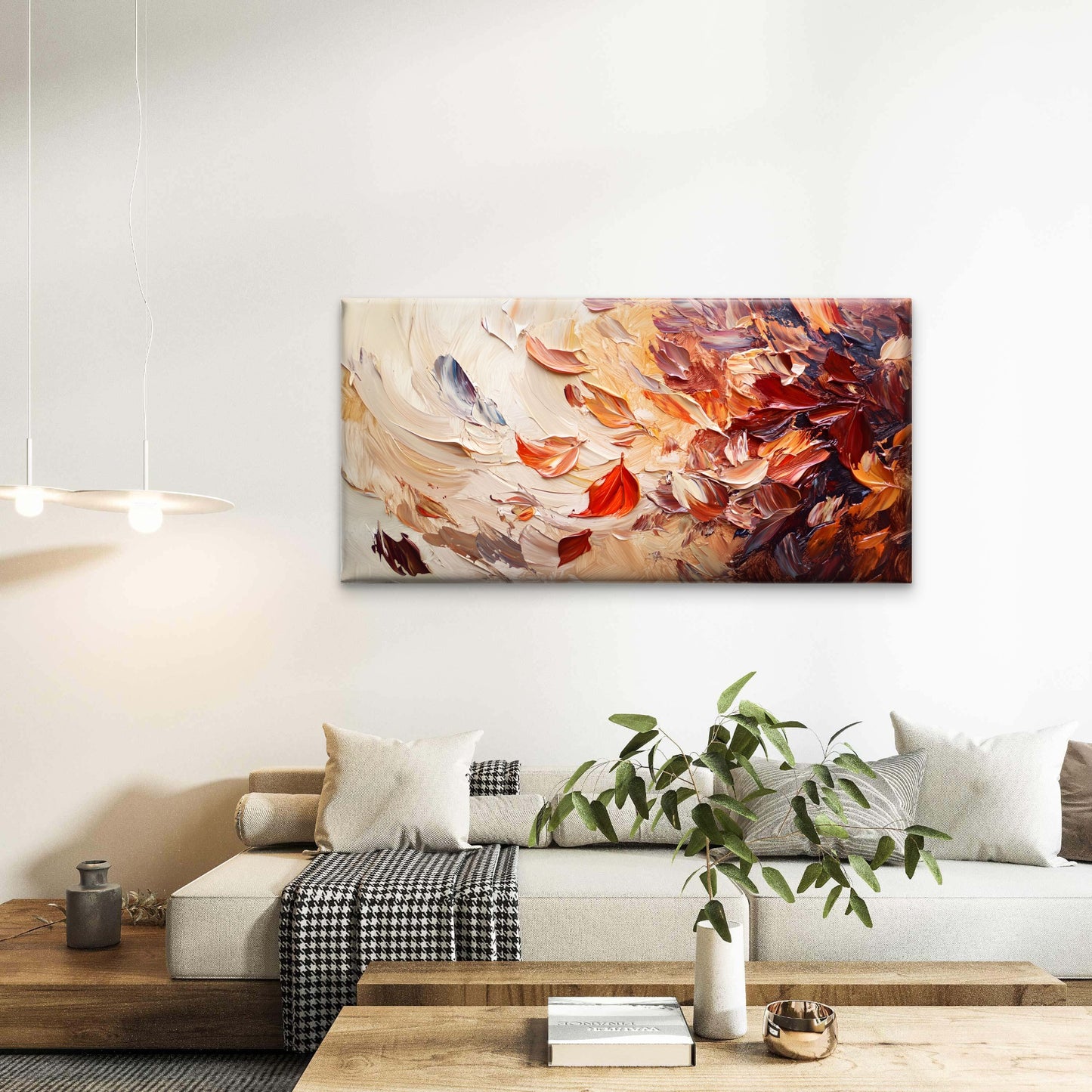 Autumn Falling Leaves Wall Art Canvas Office Home Room Framed 120x60cm