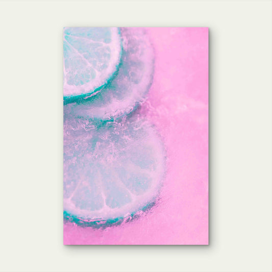 Closeup Frozen Lemon Slice 60x90cm Metal Print Ready to Hang