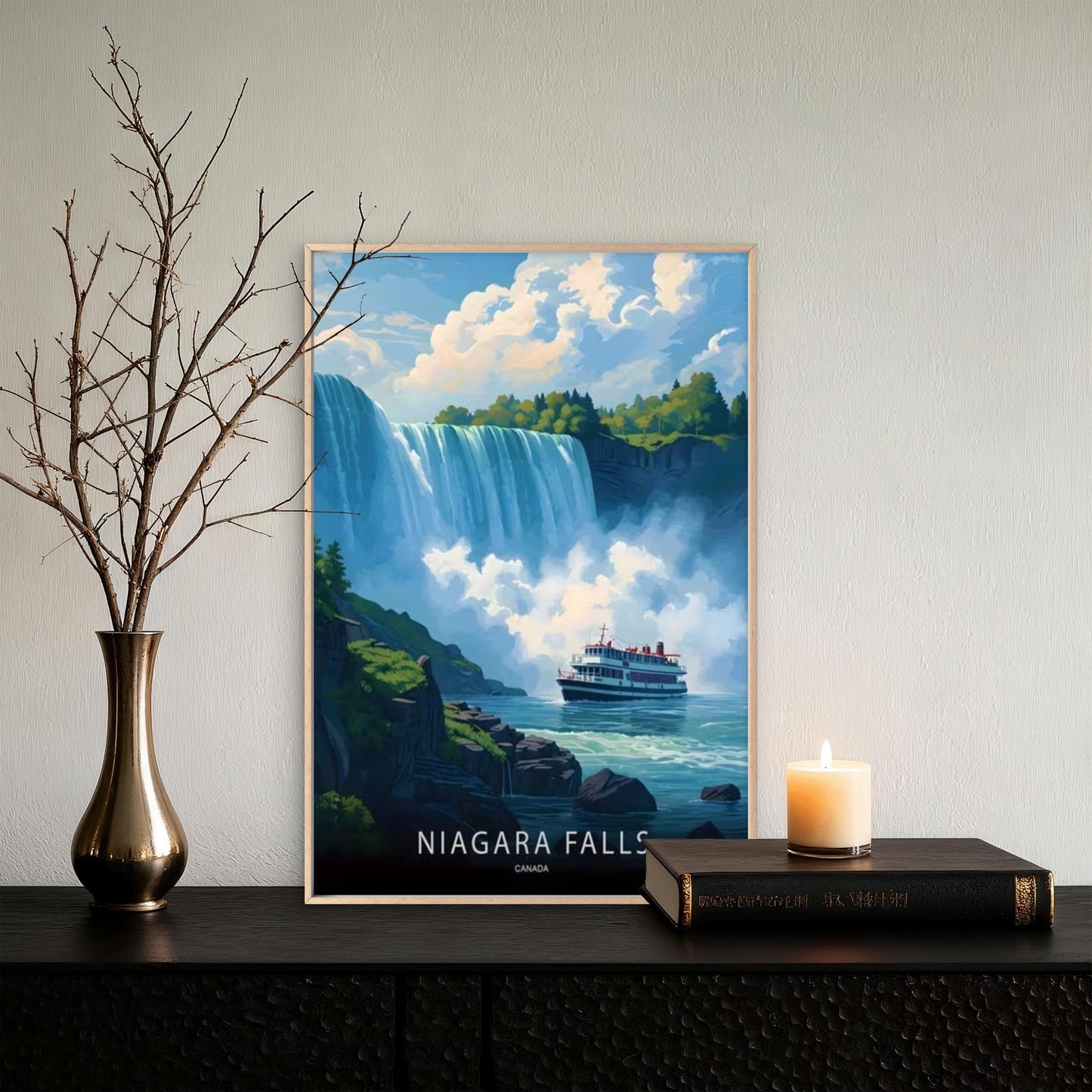 Niagara Falls Canada Painting Travel Poster Print Wall Art