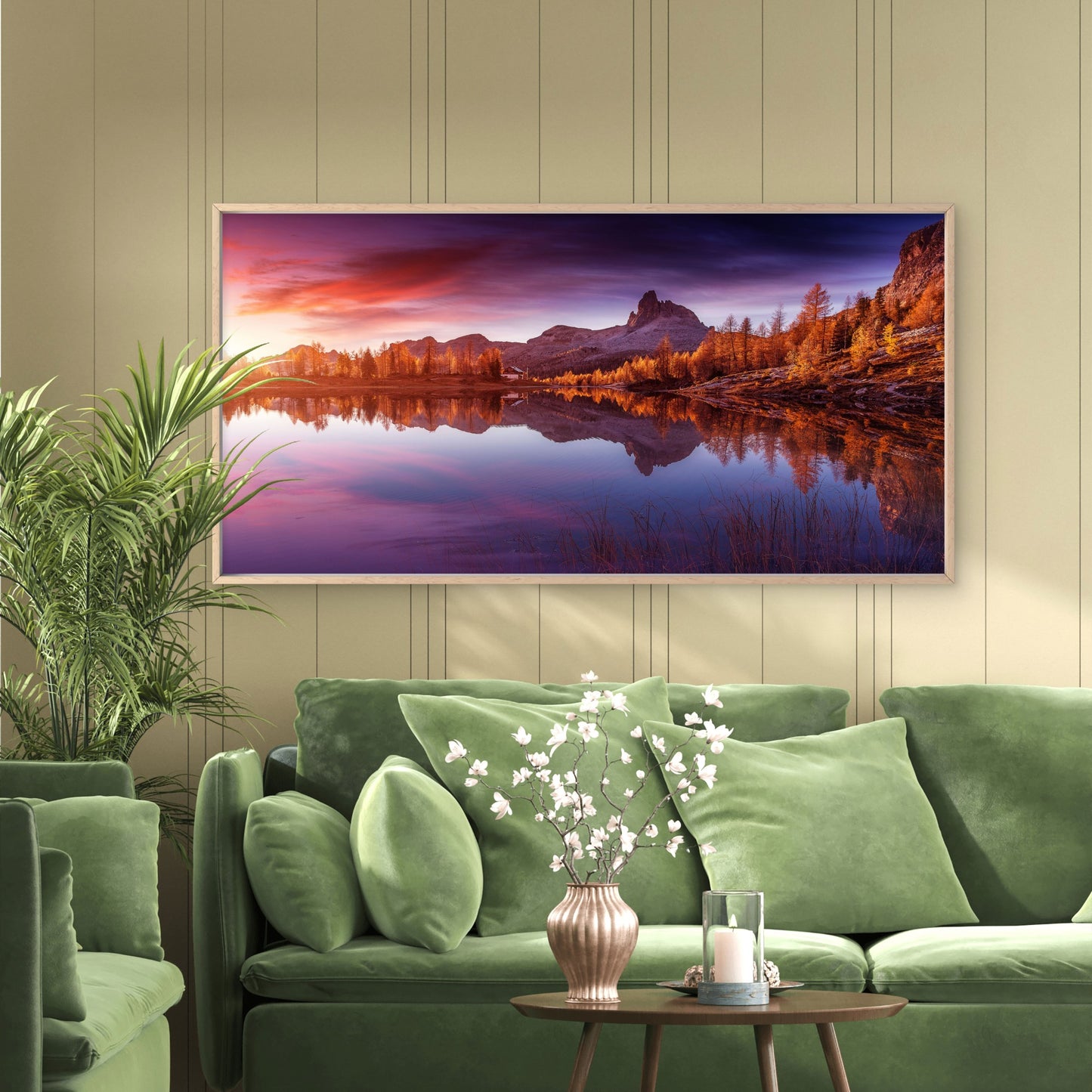 Federa Lake Dolomites Peak Wall Art Canvas Office Home Room Framed 120x60cm